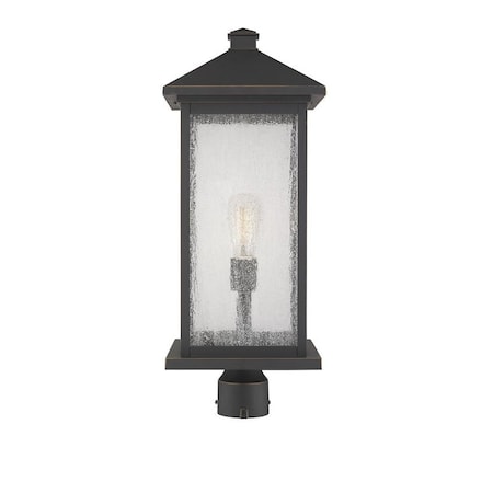 Z-Lite Portland 1 Light Outdoor Post Mount Fixture, Oil Rubbed Bronze And Clear Seedy 531PHBXLR-ORB